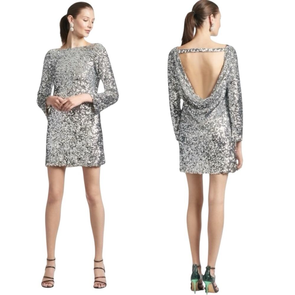 Sachin & Babi Cameron Silver Sequin Mini Dress Size 4 NWT